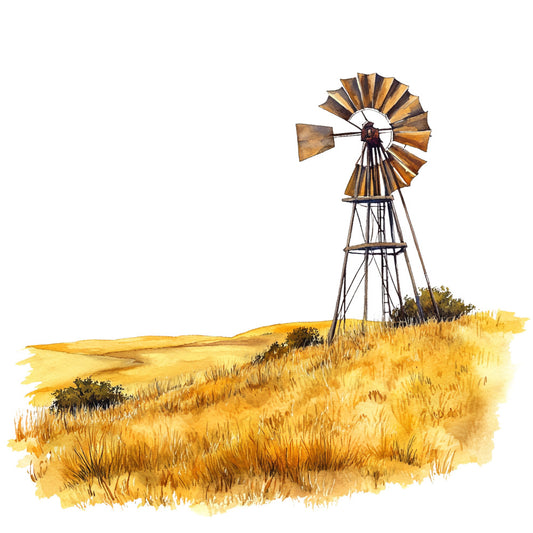 Watercolor Texas Fabric Panel 25