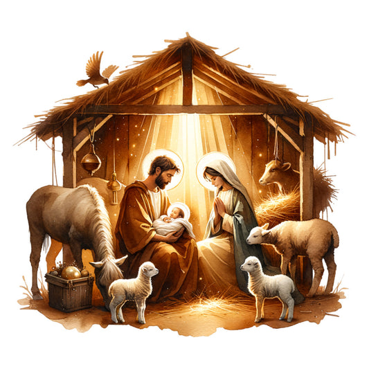 Golden Nativity Fabric Panel 6