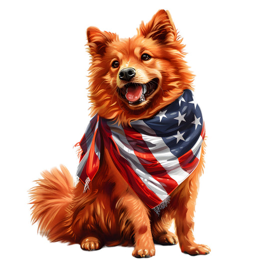 Dogs with American Flag Fabric Panel 23