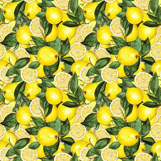 Lemons and Citrus Sour Splash Pattern 3 Quilting Cotton Fabric
