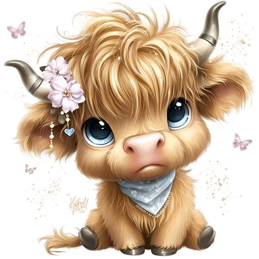 Adorable Highland Cows Fabric Panel 29
