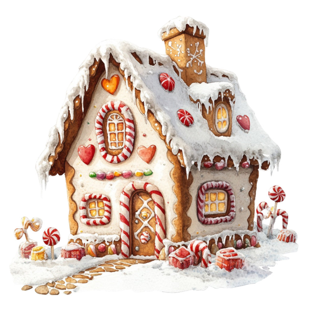 Watercolor Christmas Scene Fabric Panel 20