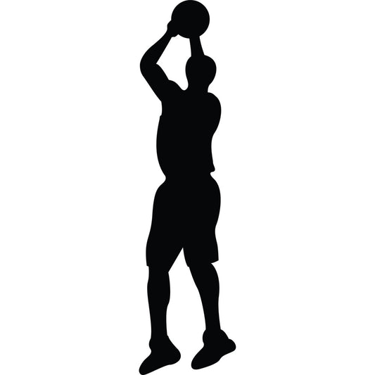 basketball, sports, silhouette, athlete, black, solid black, monochrome, modern, contemporary, jumping, shooting, action, dynamic, sports lover, basketball player, gym, athletic, youth, teen, men's, masculine, active lifestyle, recreation, ball sport, fitness, competitive, energetic, bold, graphic