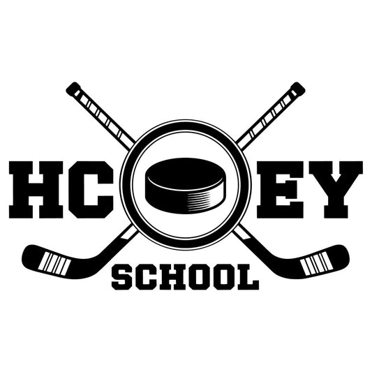 hockey, sports, black and white, monochrome, puck, sticks, school, athletic, team sports, varsity, winter sports, ice hockey, geometric, bold, masculine, youth, educational, classroom, school spirit, sports equipment, graphic, modern, recreation, competitive sports, team theme, school supplies, teaching, academic