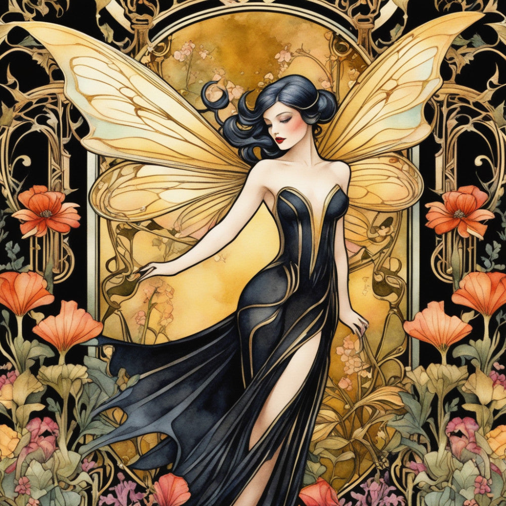 Art Nouveau Fairies Fabric Panel 16