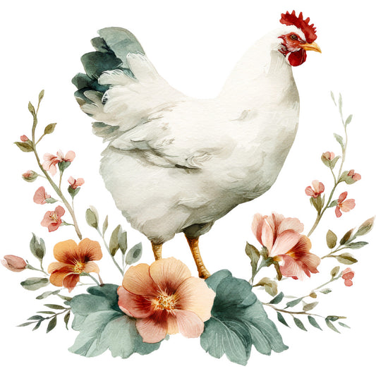 Farmhouse Chicken Decor Fabric Panel 55
