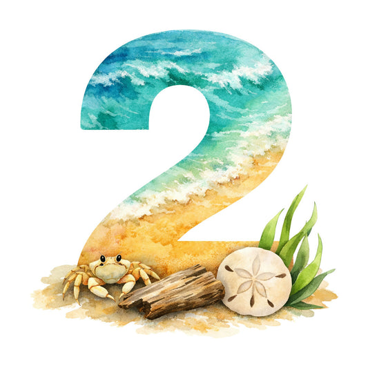 turquoise, aqua blue, teal, sandy beige, cream, ocean waves, beach themed, nautical, coastal, summer, seashells, sand dollar, crab, driftwood, seaweed, whimsical, watercolor, tropical, seaside, nature, ocean, shore, number design, numbered panels, children's, kids, beach decor, summer vibes, relaxing