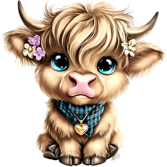 Adorable Highland Cows Fabric Panel 46
