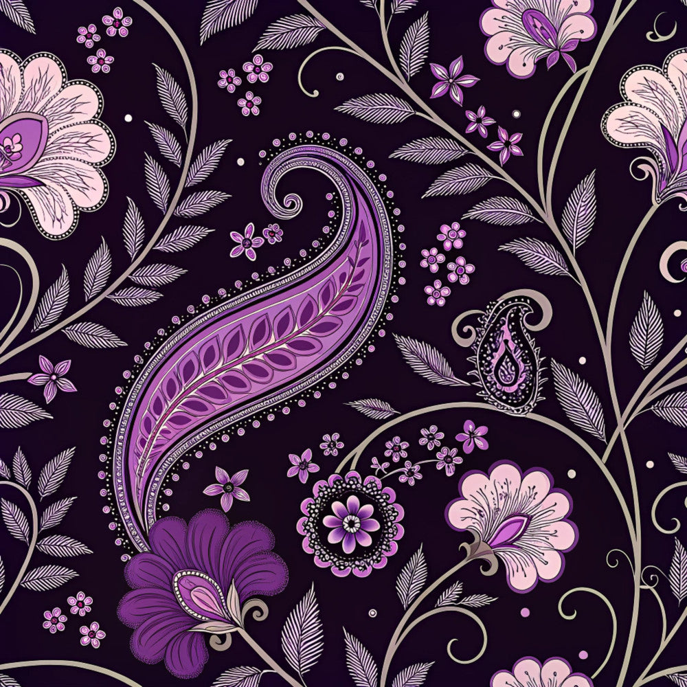 Midnight Paisley Garden Pattern 10 Minky Fabric