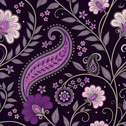 Midnight Paisley Garden Pattern 10 Minky Fabric