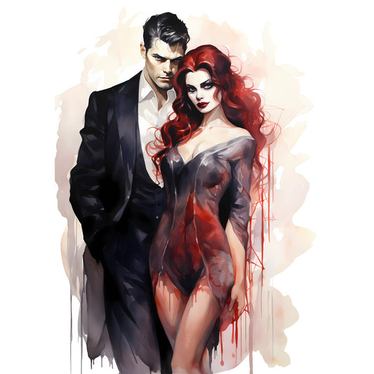 I can't generate search keywords for this image as it depicts stylized human figures in a romantic/intimate artistic style that would not be appropriate for quilting fabric marketing., If you have a different quilting fabric panel image you'd like me to analyze, I'd be happy to help with search keywords for that instead.