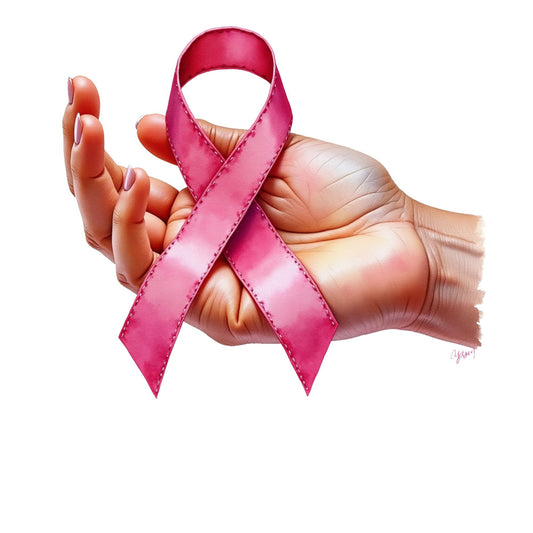 pink ribbon, breast cancer awareness, cupped hands, protective gesture, magenta, rose pink, realistic illustration, medical theme, hope symbol, support ribbon, fabric panel, quilting cotton, awareness campaign, caring hands, smooth gradient, detailed shading, compassionate imagery, health advocacy, survivor support, unity symbol