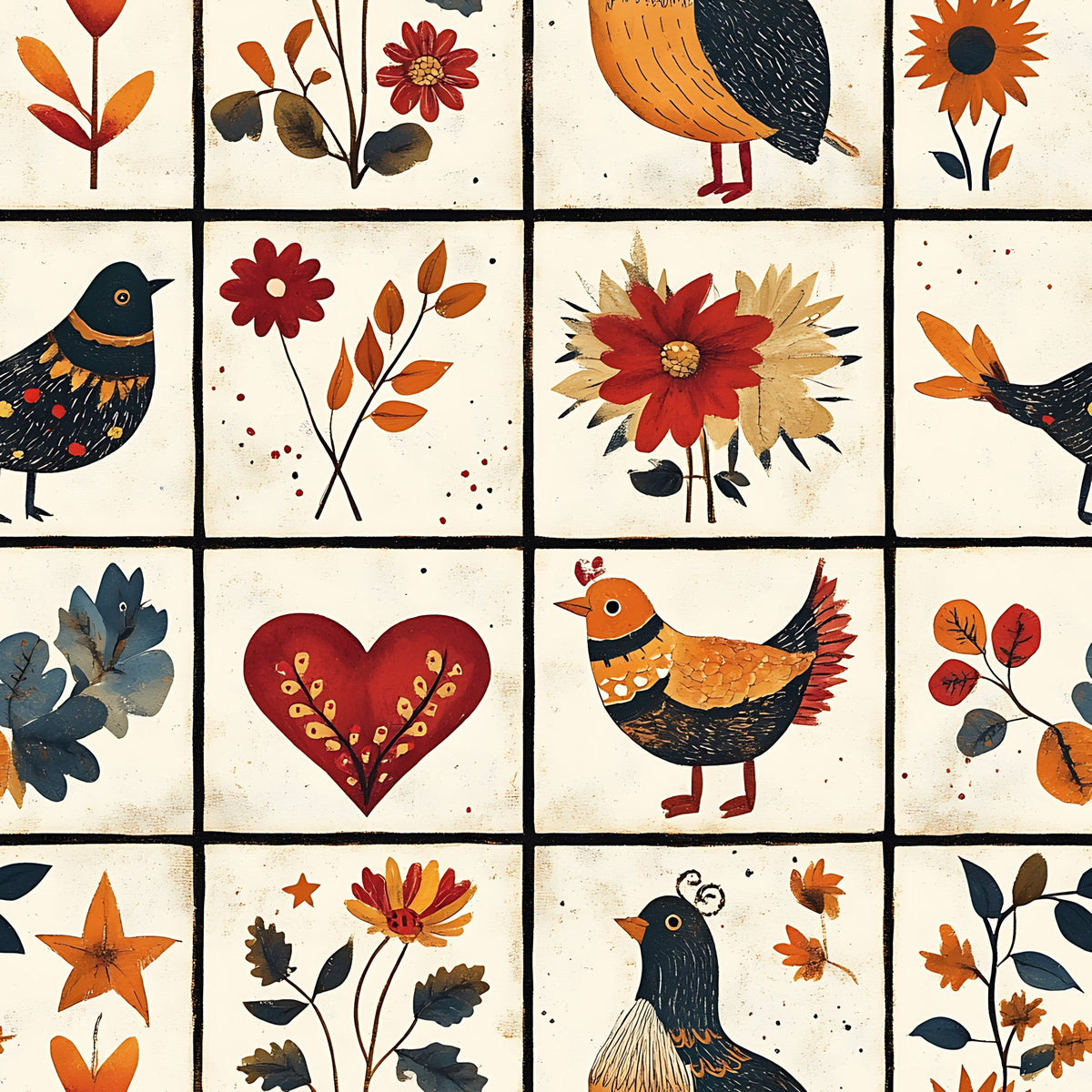 Folk Harvest Pattern 3 Minky Fabric