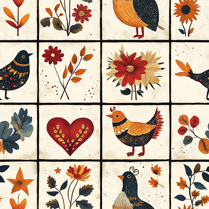 Folk Harvest Pattern 3 Minky Fabric