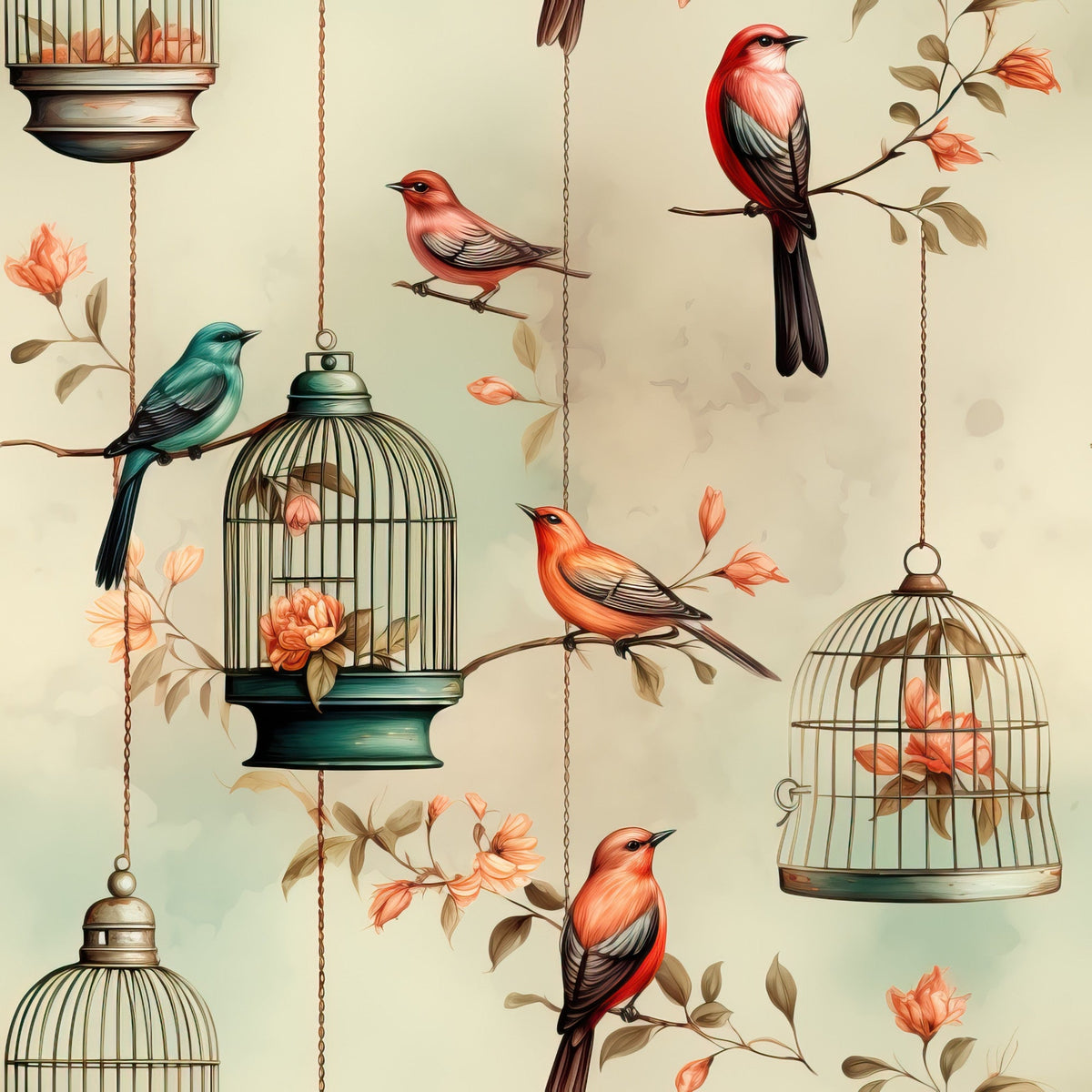 Gilded Aviary Pattern 2 Minky Fabric