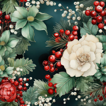 Christmas Florals Pattern 2 Quilting Cotton Fabric