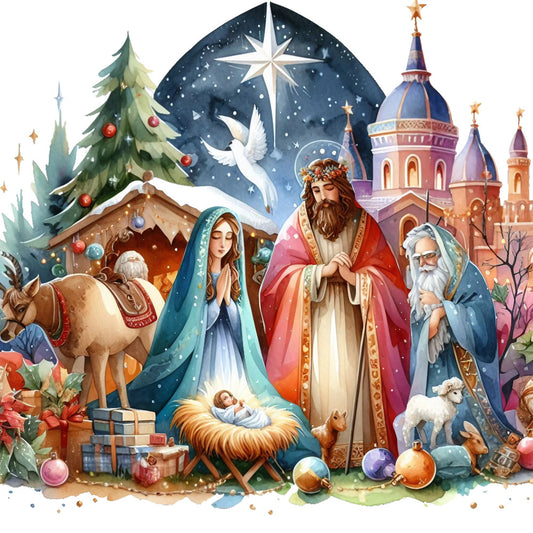 Detailed Christmas Nativity Scene Fabric Panel 29