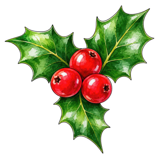 holly, red berries, green leaves, christmas, holiday, festive, winter, nature, botanical, red, forest green, bright red, glossy berries, spiky leaves, traditional, classic, seasonal, decorative, home decor, table runner, wall hanging, christmas quilt, winter decor, elegant, timeless, vibrant red, deep green, berry motif, holly leaves, yuletide