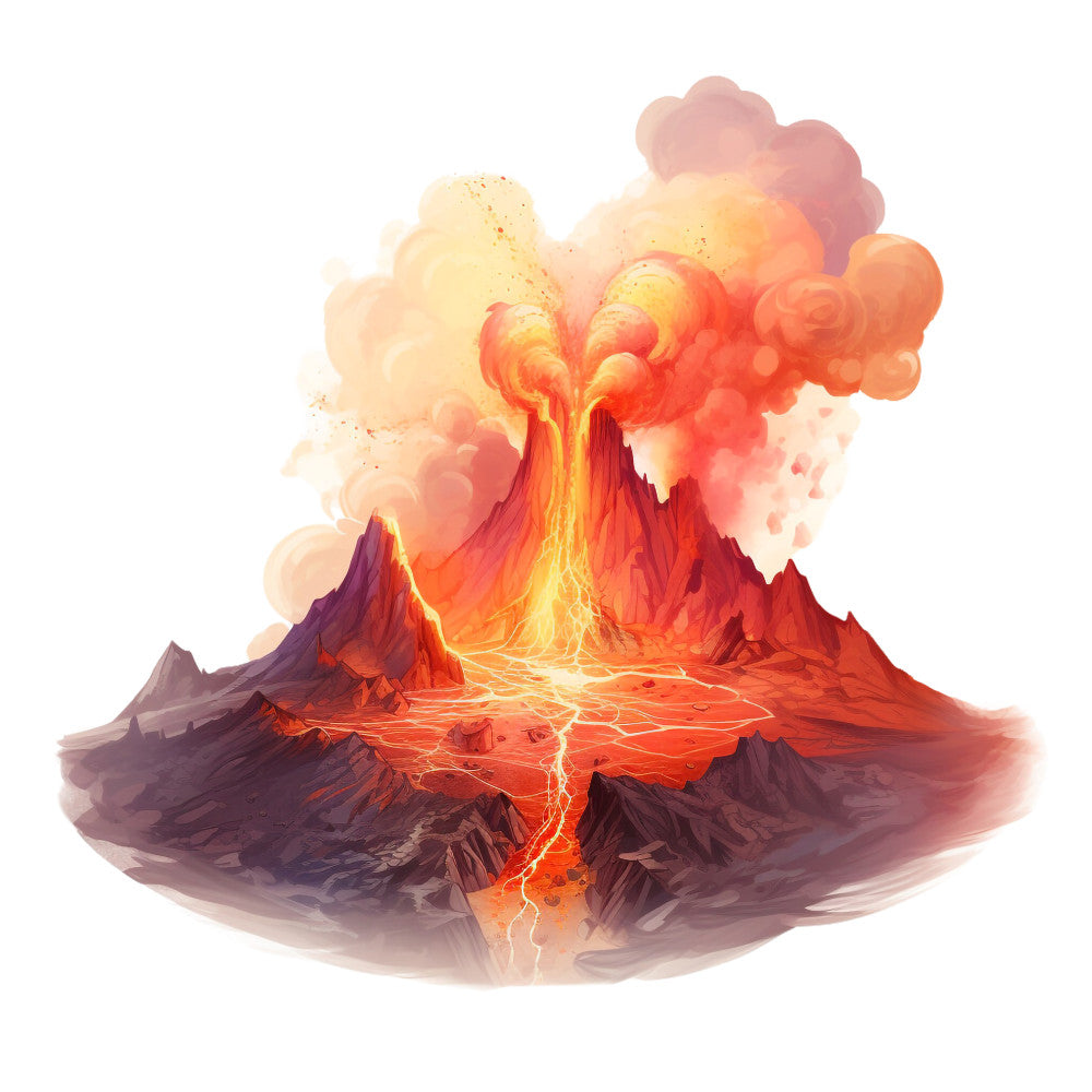 Watercolor Volcano Fabric Panel 14