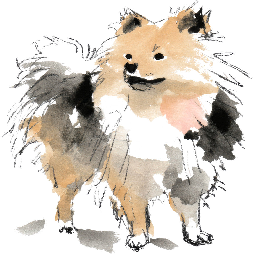 Handdrawn Doodle Dog Fabric Panel 17