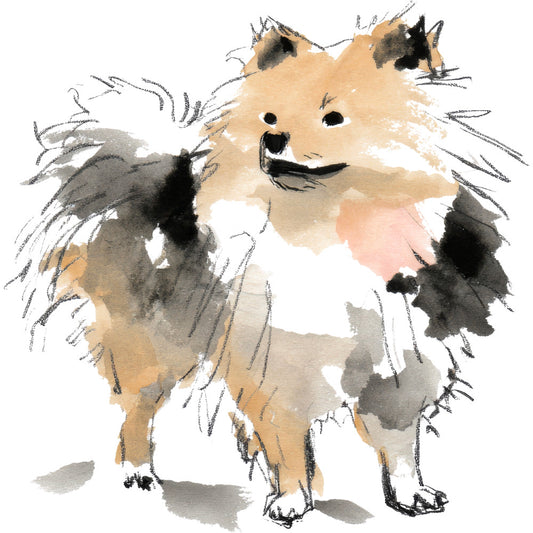 Handdrawn Doodle Dog Fabric Panel 17