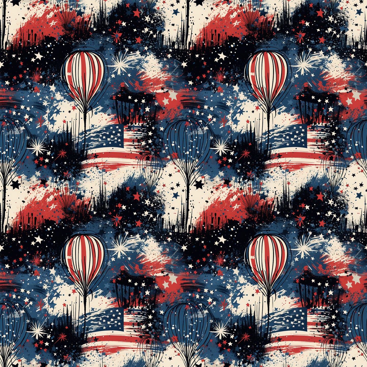 Patriotic Grunge Pattern 4 Quilting Cotton Fabric