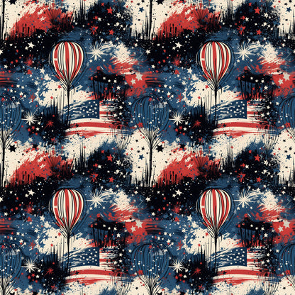 Patriotic Grunge Pattern 4 Quilting Cotton Fabric