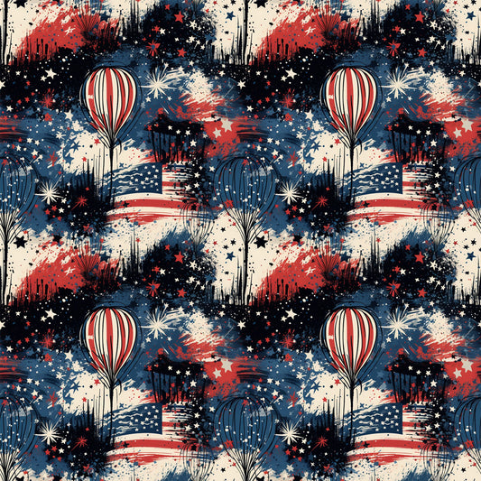 Patriotic Grunge Pattern 4 Quilting Cotton Fabric
