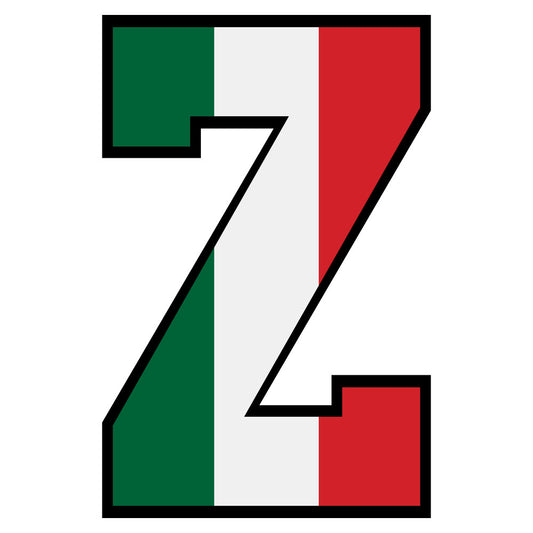 green, white, red, tricolor, letter z, alphabet panel, mexican flag colors, fabric panel, quilting cotton, patriotic, geometric design, bold lettering, craft fabric, sewing material, educational fabric, children's fabric, bright colors, flag motif, decorative panel