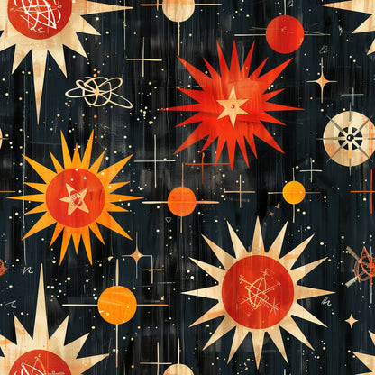Midcentury Cosmos Pattern 14 Minky Fabric