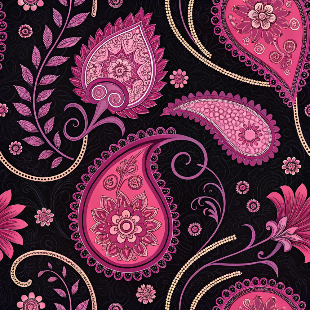 Midnight Paisley Garden Pattern 3 Minky Fabric