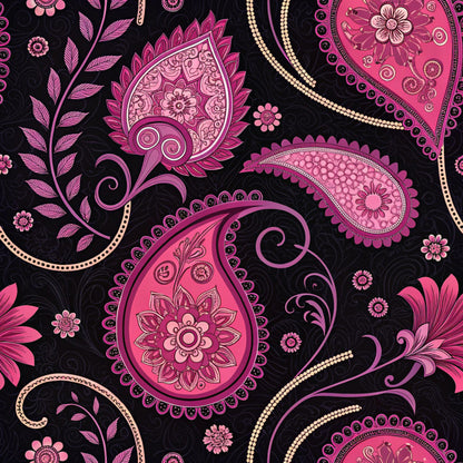 Midnight Paisley Garden Pattern 3 Minky Fabric