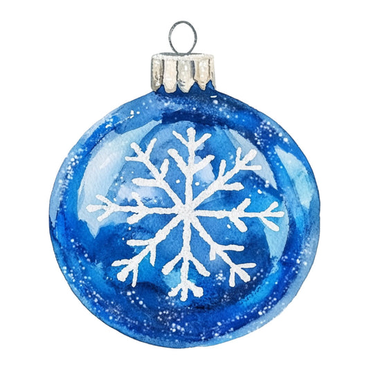 Watercolor Christmas Ornaments Fabric Panel 32