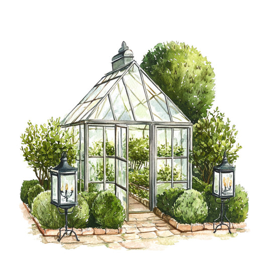 Watercolor Greenhouse Fabric Panel 7