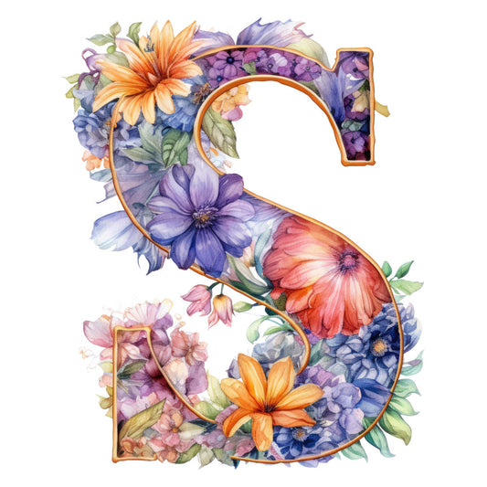 Alphabet Flowers Fabric Panel 15