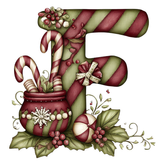 burgundy, sage green, cream, candy cane, striped, holiday, christmas, festive, vintage, whimsical, traditional, elegant, candy canes, berries, holly leaves, decorative pot, ribbon bow, pearl beads, winter, seasonal, ornate, hand-illustrated, botanical, nature-inspired, nostalgic, timeless, formal, sophisticated, decorative embellishments