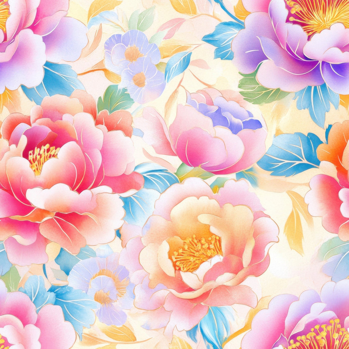 Watercolor Petal Garden Pattern 3 Minky Fabric