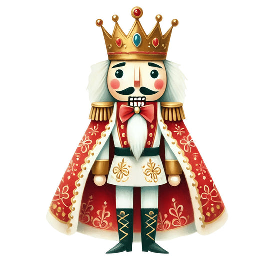 nutcracker, holiday, christmas, red, gold, cream, ivory, white, navy blue, traditional, festive, royal, regal, crown, jewels, geometric, floral, victorian, vintage, whimsical, elegant, decorative, soldier, king, palace, winter, seasonal, statement print, large scale, home decor