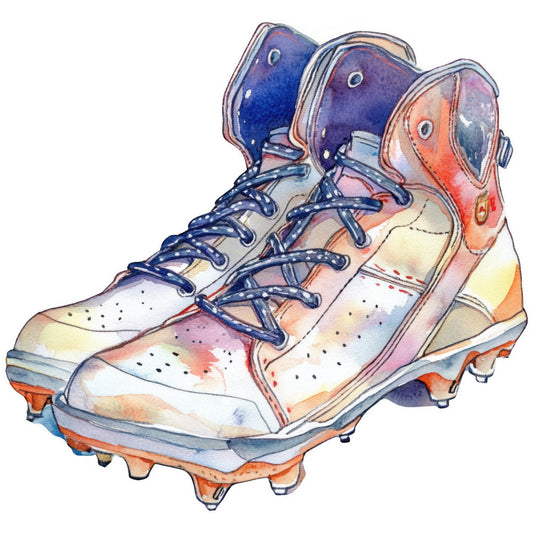hiking boots, athletic shoes, sports equipment, navy blue, coral orange, dusty rose, cream white, watercolor, illustration, outdoor gear, adventure, athletic wear, footwear, shoe design, whimsical, artistic, painted effect, splatter pattern, gradient color, multi-color, camping, mountain sports, outdoor recreation, trendy, contemporary, unisex fashion, colorful illustration, detailed artwork