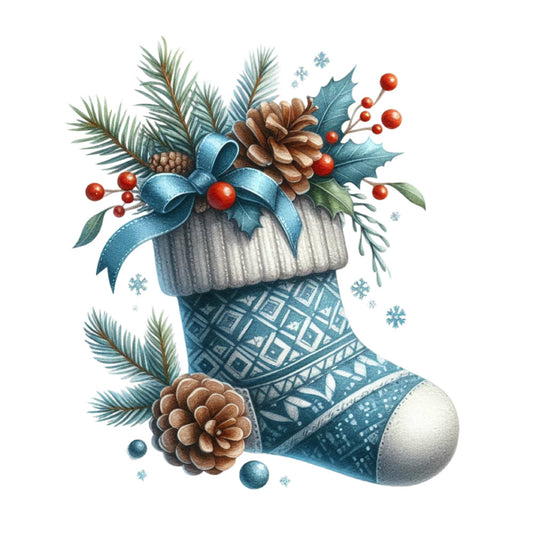 Christmas Stocking Scene Fabric Panel 20