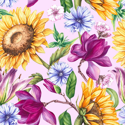 Sunlit Blooms Pattern 1 Minky Fabric