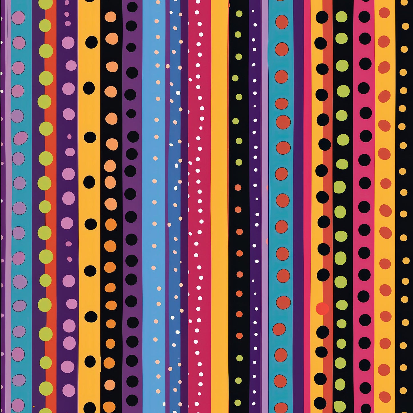 Colorful Stripes and Dots Pattern 6 Quilting Cotton Fabric