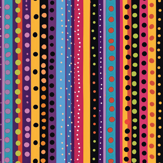 Colorful Stripes and Dots Pattern 6 Quilting Cotton Fabric