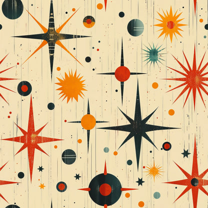 Midcentury Cosmos Pattern 7 Minky Fabric