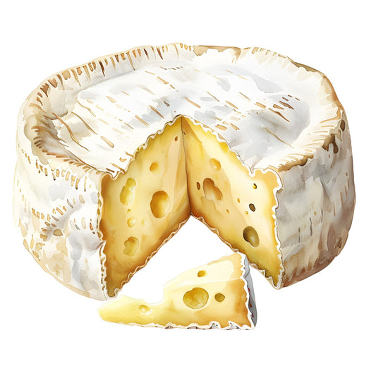 cheese, food, cream, pale yellow, golden yellow, butter yellow, white, tan, beige, holes, realistic, whimsical, farmhouse, kitchen, food illustration, culinary, gourmet, appetizer, dairy, block of cheese, wedge, slice, humorous, playful, cottage core, rustic, country, novelty print, food themed, culinary art