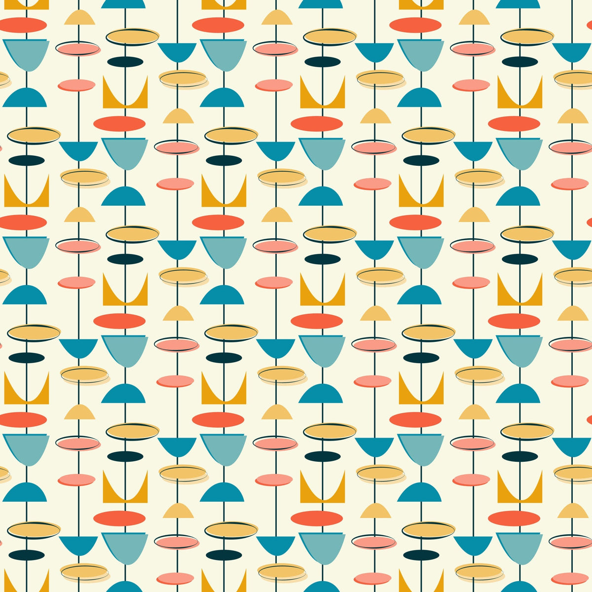 Retro Boomerangs Pattern 8 Minky Fabric