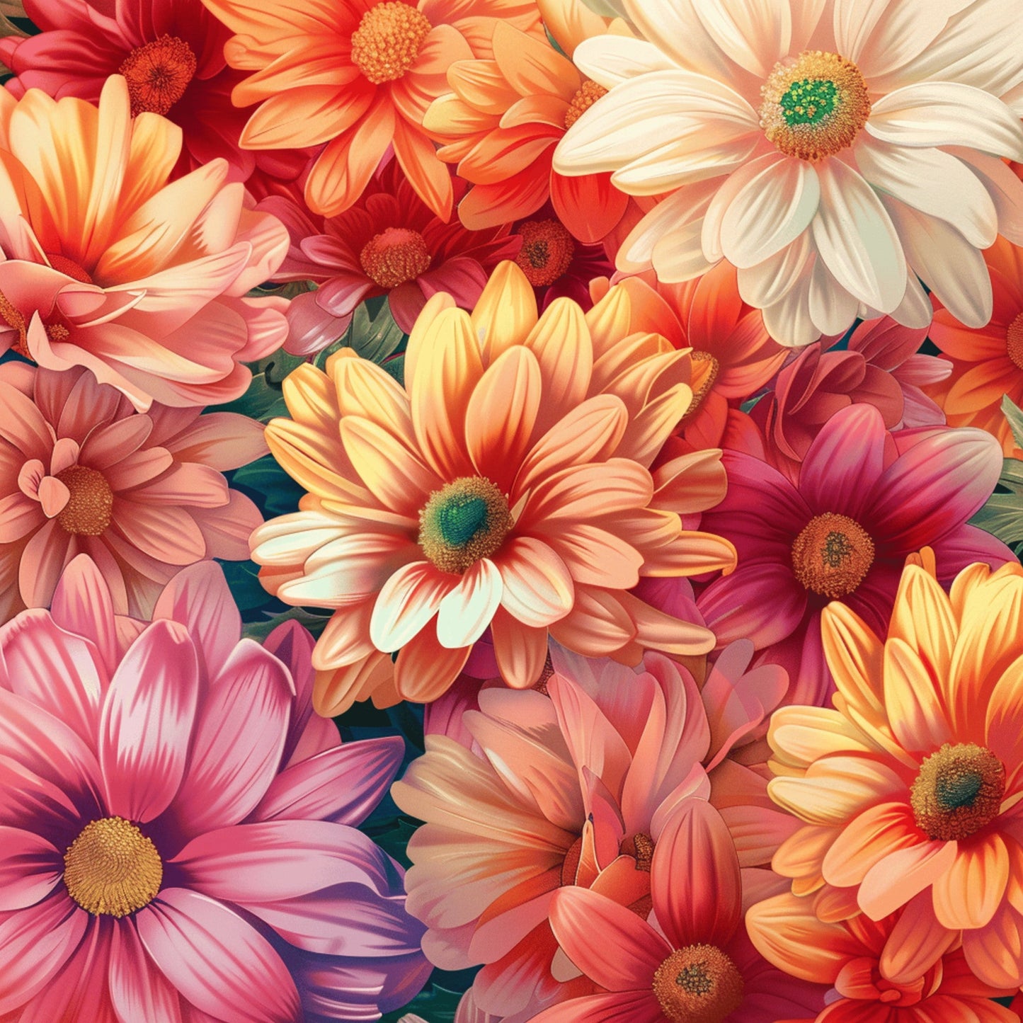 Realistic Flower Patch Pattern 11 Quilting Cotton Fabric