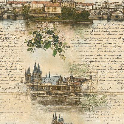 Postcard Roses Pattern 2 Minky Fabric