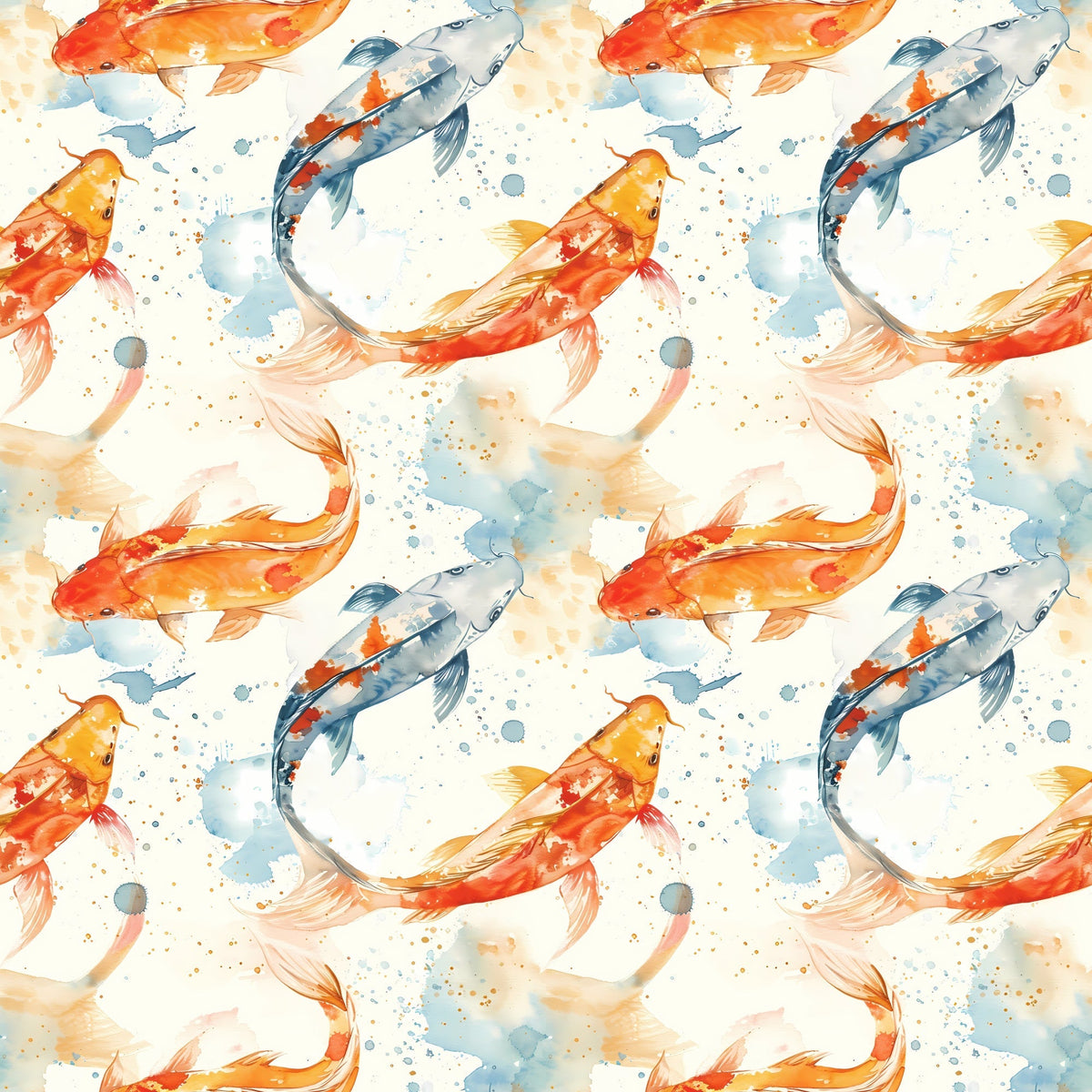 Painted Koi Pattern 14 Minky Fabric