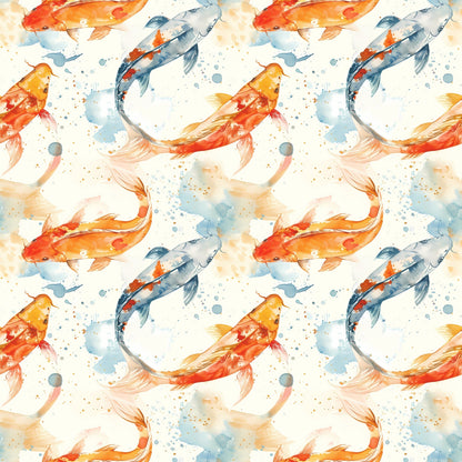Painted Koi Pattern 14 Minky Fabric